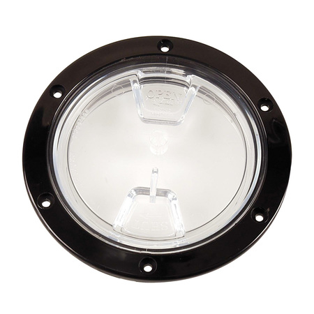 BECKSON MARINE 4" Clear Center Screw Out Deck Plate - Black DP40-B-C